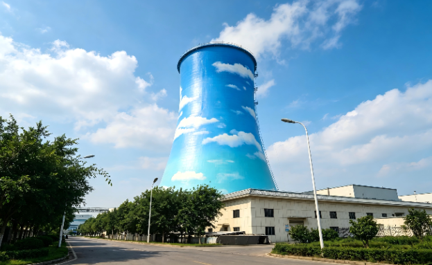 百米冷却塔上的“彩绘工匠”——光大淮安冷却水塔美化工程施工纪实